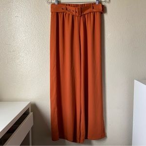 orange wide leg pants (small)